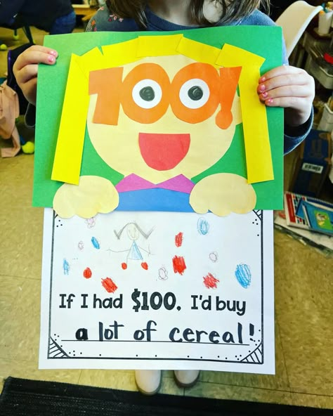 100th Day of School Activities : Blue Skies with Jennifer White 100th Day Crafts Kindergarten, 100th Day Decorations School Ideas, 100 Day Activity For Kindergarten, 100th Day Of School For Preschool, 100th Days Of School Activities, 100 Day Of School Craft Kindergarten, 100th Day Of School Teacher Gift, 100 Days Of School For Preschoolers, 100th Day Of School Prek Activities