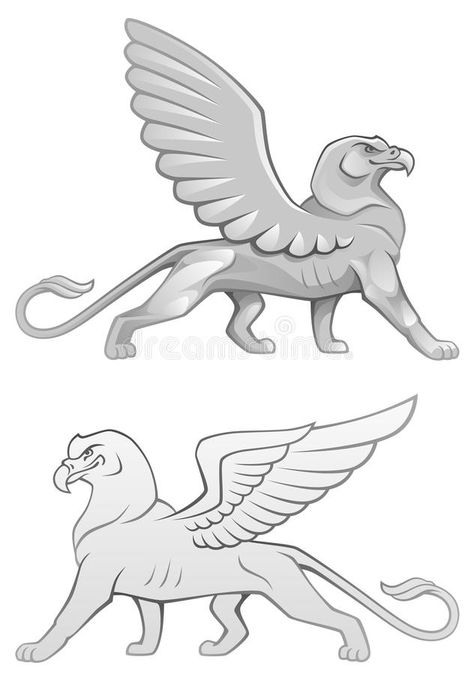 Griffin vector illustration Celtic Griffin, Griffin Mythical, Griffin Illustration, Logo Reference, Mythological Animals, Fantasy Concept, Book Illustration Art, Animal Silhouette, Drawings Simple