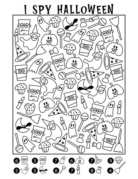 I Spy Halloween, Spy Halloween, Halloween 6, Halloween Preschool, Number Activities, Activity Pages, Coloring Activity, Treat Ideas, Halloween 1