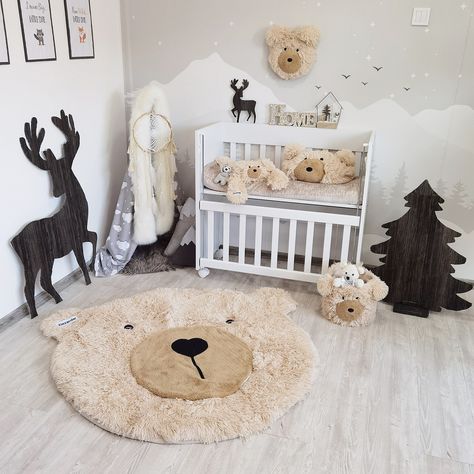 Smart Buys! Plush Bear Head Wall Mount - Faux Fur Nursery Decor - Woodland Theme, Pictured Rug- 45" starting from €30.00 See more. 🤓 #WallMount #AnimalTrophyHead #FauxFur #AnimalWallArt #PlushBear #SoftSculpture #NurseryDecor #FauxMountedAnimals #FauxFurWallMount #WoodlandTheme Boy Nursery Rug, Nursery Rugs Boy, Thoughtful Baby Gifts, Cow Nursery, Adventure Decor, Deer Nursery, Animal Nursery Theme, Handmade Baby Shower Gift, Bear Pillow