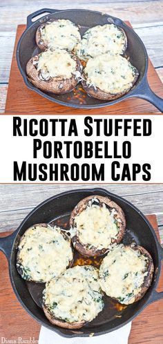 Stuffed Mushroom Recipe, Mushroom Caps, Garlic Spinach, Mushroom Recipe, Mushroom Dish, Stuffed Mushroom, Spinach Ricotta, Vegetarian Recipe, Spinach Stuffed Mushrooms