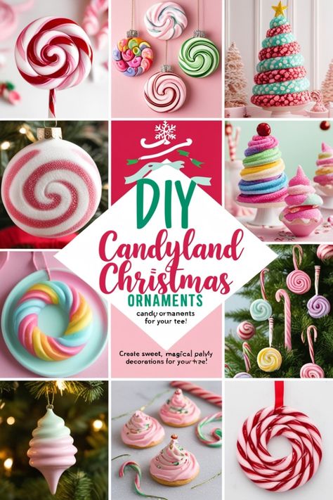 Sweeten your holiday decor with these 17 DIY Candyland Christmas ornaments ideas! Create fun and colorful decorations like DIY candy ornaments, large lollipops, and donut ornaments. Add easy DIY Christmas ornaments and candy decorations that everyone will love. These DIY Christmas activities are perfect for kids and family, making them a fun way to create your own Candyland Christmas decor with a personal touch this season. Diy Felt Candy Ornaments, Felt Candy Ornaments, Diy Candy Ornaments, Marshmallow Garland, Candyland Christmas Decor, Diy Christmas Activities, Diy Christmas Crafts For Kids, Felt Candy, Easy Diy Christmas Ornaments