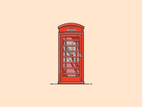 Things from past # 18 : Phone Booth by Mahamud Hassan on Dribbble Phone Booth Illustration, Telephone Booth Drawing, Phone Booth Drawing, Telephone Drawing, Series Ideas, Telephone Box, Telephone Booth, Phone Box, Phone Booth