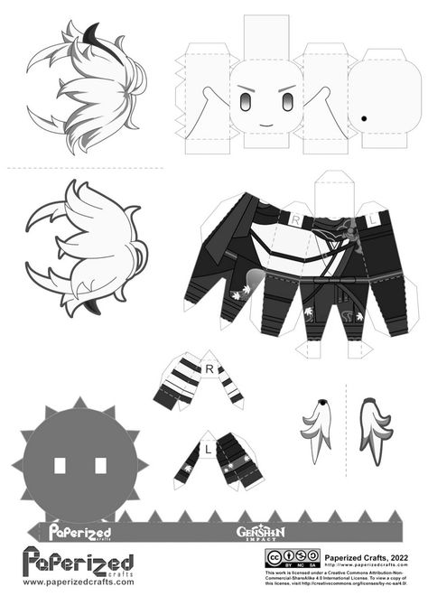 Papercraft black white kazuha Kazuha Black And White, Genshin Impact Kaedehara Kazuha, Kazuha Kaedehara, Doll Template, Kaedehara Kazuha, Anime Paper, Paper Doll Template, Anime Dolls, 3d Paper