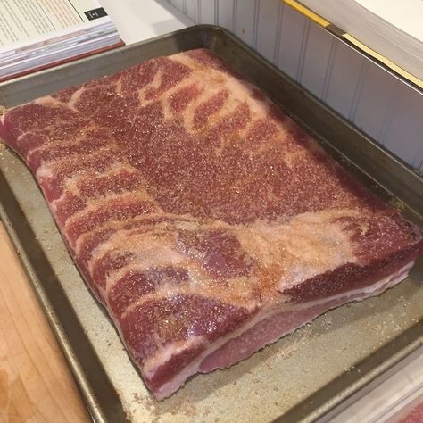 Matt's award-winning* dry cured smoked bacon recipe - Heinz Marketing Preserving Meat, Smoked Bacon Recipes, Curing Bacon, Meat Curing, Cured Meat Recipes, Homestead Style, Homemade Bacon, Sausage Seasoning, Meat Meals