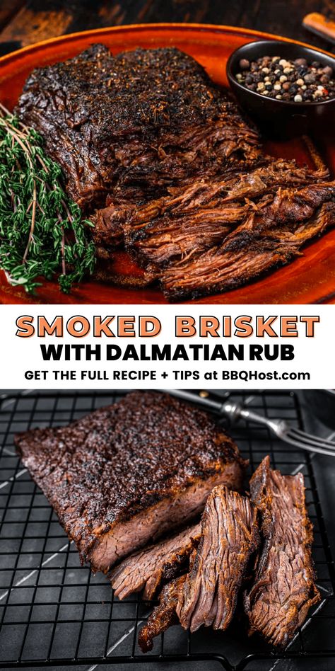 Ever wondered how much salt and pepper you need for the perfect smoked brisket? 🤔 We're here to unveil the secrets of the Dalmatian Rub, a key component in smoked beef brisket recipes. Learn the science behind this beef brisket rub and elevate your smoking game with our smoker recipes. Get ready to fall in love with our mouth-watering smoked brisket recipes that are sure to impress your family and friends with delicious beef brisket recipes! 🔥✨ Brisket Cheesesteak, Beef Brisket Rub, Smoked Brisket Recipes, Smoked Brisket Rub, Brisket Rub Recipe, Brisket Marinade, Bbq Brisket Recipes, Smoked Beef Brisket Recipes, Smoked Jerky