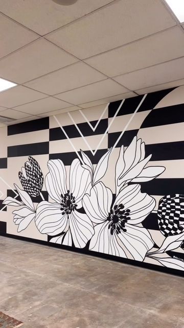 Artist Alli Koch on Instagram: "This space was already cool but being able to paint a mural in @riadtile ‘s showroom was cooler!!" Paint A Mural, Outdoor Mural, White Sharpie, Jungle Mural, Jungle Wall, School Wall Art, Mural Ideas, Mural Wall, Murals Street Art