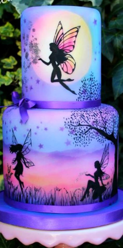 Disney Themed Cakes, Fairy Birthday Cake, Birthday Cupcakes Decoration, 7th Birthday Cakes, Painting Birthday Party, Cake Birthday Cake, Cake Kids, Birthday Card Sayings, Painting Birthday