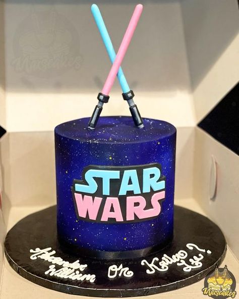 Star Wars Gender Reveal Cake, Disney Gender Reveal Cake, Girls Star Wars Cake, Starwars Gender Reveal, Star Wars Gender Reveal, Star Wars Baby Shower Cake, Disney Gender Reveal, Baby Reveal Cakes, Star Wars Baby Shower