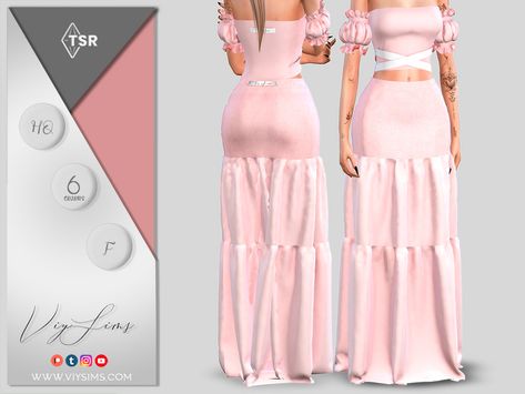 Ts4 Clothes, Pink And Blue Dress, High School Fashion, Sims 4 Dresses, Sims 1, Female Clothing, 4 Dresses, Ts4 Cc, Sims 4 Cc Finds