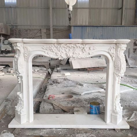 Marble French Style Fireplace Mantel - Etsy French Country Toile Fireplace Mantel Faux Stones 1930's, French Coubtry Fireplace, Shabby Chic Fireplace Mantels, Molded Fireplace Mantel, White Crystal Fireplace, Lew French Fireplaces, French Faux Fireplace, Fireplace Mantels French, Francois And Co Fireplace