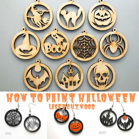 How to Paint Halloween Wood Jewelry and Decor | Tombstone Paint Effect | 10% off Halloween Laser Cut Wood - The Beading Gem's Journal Wooden Ghost, Paint Halloween, Silver Metallic Paint, Free Jewellery Making Tutorials, Laser Cut Wood Crafts, Laser Cut Jewelry, Easy Jewelry, Laser Art, Laser Cut Earrings