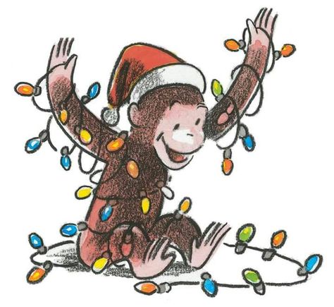 Curious George Curious George Christmas, Curious George Cartoon, A Monkey, Curious George, Silly Images, A Drawing, Children’s Books, Pretty Art, Cartoon Drawings