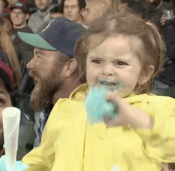 Excited Cotton Candy GIF by Demic Fan Gif, Safeco Field, Coachella 2016, Tom Y Jerry, Blue Dye, Candy Girl, Sugar Rush, Seattle Mariners, Mlb Baseball