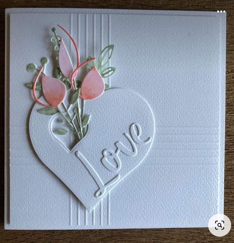 Embossed Valentine Cards Handmade, Homemade Wedding Cards, Valentine Cards To Make, Valentines Day Cards Handmade, Handmade Greeting Card Designs, Cards Anniversary, Anniversary Cards Handmade, Valentine Cards Handmade, White Cards