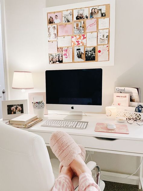 Writer's Office, Spa Vibes, Προϊόντα Apple, Lady Cave, Girly Office, Work Cubicle, Pretty Office, Study Desk Decor, Work Office Decor