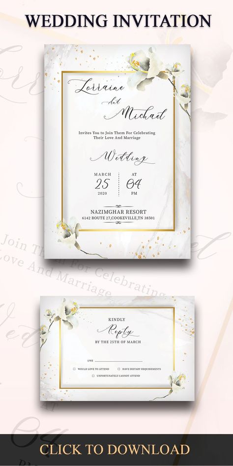 Elegant Wedding Invitation Card Template This Elegant Wedding Invitation Card design is suitable for both traditional and modern trend. Start your glorious journey of life and choose the best Wedding Card Design for your wedding invitation to make it memorable forever. #invitation card, love, marriage, party, postcard, retro wedding, rsvp, save the date, vintage, watercolor, watercolor invitation, wed, wedding, #wedding #card Save The Date Vintage, Elegant Wedding Invitation Card, Watercolor Invitation, Floral Wedding Invitation Card, Elegant Wedding Invitation, Wedding Invitation Card Template, Wedding Invitation Card Design, Wedding Invitation Card, Retro Wedding