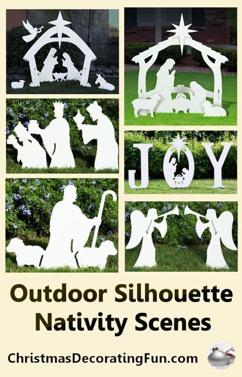 Outdoor Christmas Decorations Nativity, Silhouette Nativity Scene, Outdoor Silhouette, Outdoor Nativity Sets, Nativity Scene Diy, Nativity Scene Display, Outdoor Nativity Scene, Nativity Silhouette, Outdoor Nativity