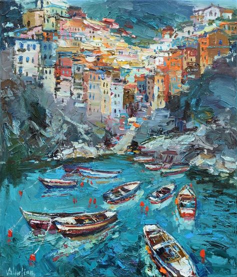 Black Canvas Paintings, Italy Landscape, Italy Painting, Italian Landscape, Abstract City, Small Canvas Paintings, City Painting, Easy Canvas Painting, Sea Painting