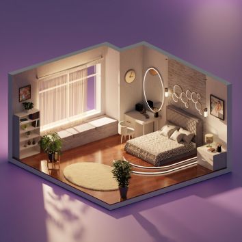 Isometric bedroom design I did two versions day and night. Which one do you like better? Bedroom Isometric Drawing, Isometric View Of Bedroom, Bedroom Isometric, Bedroom Perspective, Bedroom 3d Design, 3d Bedroom Design, Room Decor Pieces, Buildings Sketch Architecture, Home Decor Cozy