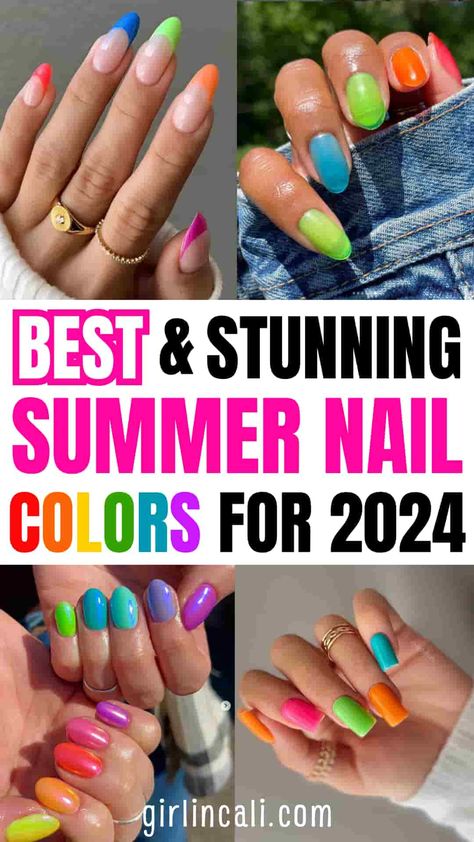 Best Summer Nail Polish Colors For 2024 - Girl In Cali Summer Nail Polish Colors, Summer Nail Color, Different Color Nails, Colors For 2024, Nail Polish Colors Summer, Easy Dip, Extension Nails, Summer Nail Polish, Flowers Daisy