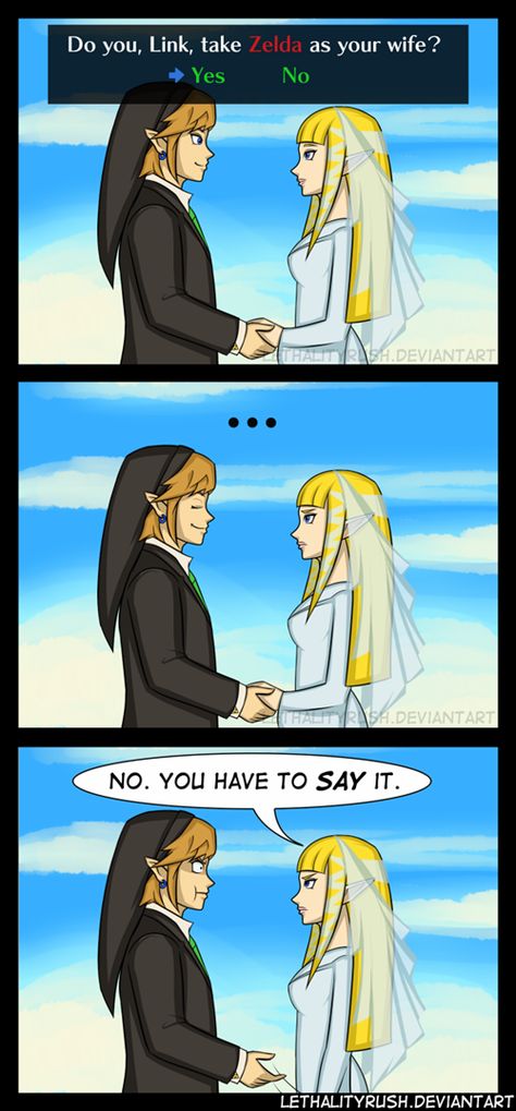 Cheezburger.com - Crafted from the finest Internets. Silent Vows, Kakariko Village, Zelda Wedding, Legend Of Zelda Memes, Zelda Funny, Video Game Memes, Link Zelda, Zelda Art, Zelda Breath