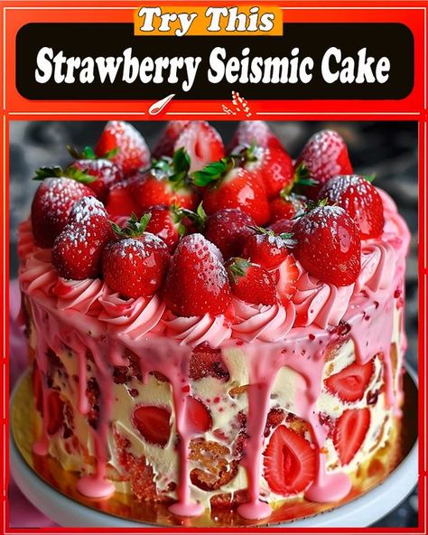 optimal recipes | Strawberry Seismic Cake | Facebook Strawberry Cake Homemade, Strawberry Pie Filling Cake Mix Recipe, Strawberry Seismic Cake, Rum Cake Easy, Angel Food Cake Desserts, Sparkle Cake, Cake Mix Ingredients, Strawberry Pie Filling, Christmas Cake Designs