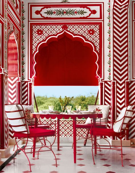 Take a tour of the visually stunning Villa Palladio in Jaipur | Architectural Digest India Villa Palladio, Glamorous Interiors, Corridor Lighting, The World Of Interiors, Red Decor, Planning Printables, Los Angeles Homes, Jaipur India, Architectural Digest