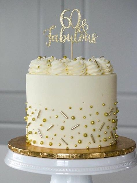 Birthday Cake For Mum, 50th Birthday Cake For Women, Birthday Cake For Women Simple, Mum Cake, Golden Birthday Cakes, Small Birthday Cakes, 25th Birthday Cakes, 13 Birthday Cake, Golden Cake