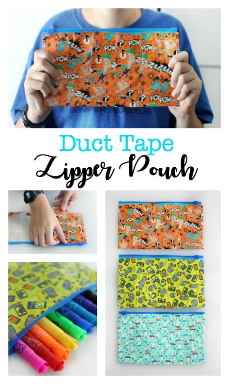 Duct Tape Zipper Pouch, Duct Tape Pencil Pouch, Duct Tape Crafts For Kids, Duct Tape Art, Duct Tape Bags, Pencil Pouch Diy, Duct Tape Diy, Duck Tape Projects, Christmas Shoebox