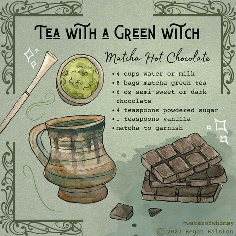 ☽✪☾ Matcha Hot Chocolate, Witchy Wall Art, Kitchen Witch Recipes, 귀여운 음식 그림, Witch Tarot, Buku Harry Potter, Kitchen Witchery, Witch Spell Book, Tarot Reader