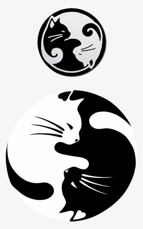 Lucky Cat Tattoo, Ying Yang Tattoo, Pawprint Tattoo, White And Black Cat, Black Cat Tattoos, Arte Doodle, Yin Yang Tattoos, Hello Kitty Tattoos, Tattoo Templates