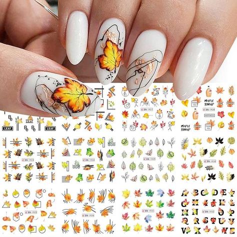 Fall Nail Art Stickers, Autumn Nail Art Water Decals Foils Transfer Nail Supplies Maple Leaves Design Sticker for Women Acrylic Nail Foil Maple Leaf Thanksgiving Decorations 12 PCS Thanksgiving Accessories, Leaf Pumpkin, Thanksgiving Nail Art, Thanksgiving Nail, Animal Nail Art, Autumn Nail, Fall Nail Art Designs, Nail Art Stickers Decals, Animal Nails