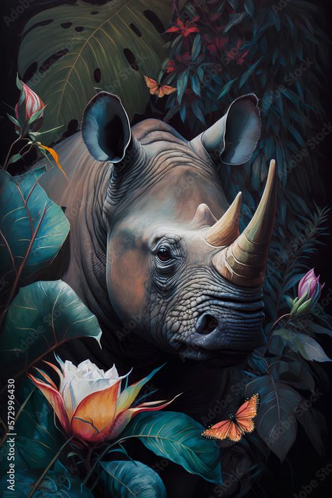 Rhino Wallpaper, African Rhino, Rhino Art, Oil Painting Portrait, Jolie Photo, Animal Wallpaper, Beautiful Fantasy Art, Animal Planet, Wildlife Art