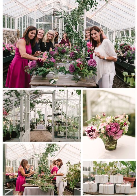 Les Fleurs greenhouse workshop learning to design stunning floral arrangements in heirloom urns Floral Design Workshop, Greenhouse Workshop, Therapy Garden, Book Garden, Victorian Greenhouse, Arrange Flowers, Plant A Garden, Venue Inspiration, Garden Workshops