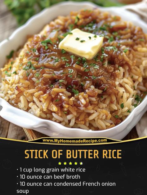 Stick Of Butter Rice, Long Grain White Rice, Rice Dishes Recipes, Rice Side Dish Recipes, Easy Vegetable Side Dishes, Easy Peasy Recipes, Rice Side Dishes, Party Food Buffet, Butter Rice