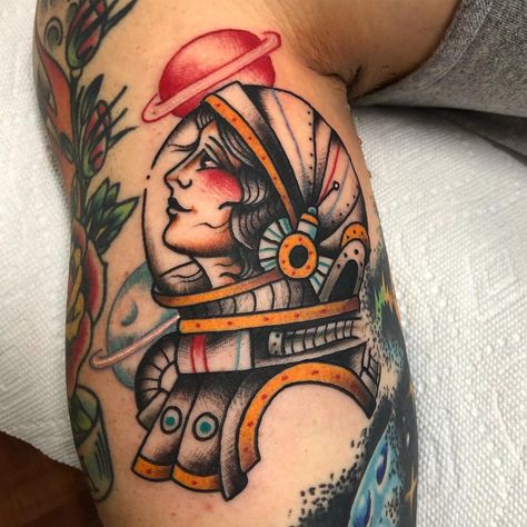 Space cadet on one of my rad and amazing clients. Thanks for always trusting me.  #tattoo #tattooing #tattooshop #tattooflash… Brandon Adams, Everything Tattoo, Space Queen, Ufo Tattoo, Empire Tattoo, Sigourney Weaver, Space Tattoo, R Tattoo, Tattoo You