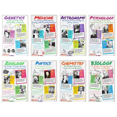 Famous Scientists Posters, Science Bulletin Boards, 7th Grade Science, Famous Scientist, 8th Grade Science, Bulletin Board Sets, Middle School Classroom, Teacher Supplies, Science Lab