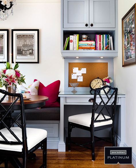 Home Storage & Organization | Jane Lockhart Design English Cottage Kitchens, Corner Workstation, Desk Nook, Built In Banquette, Kitchen Banquette, Kitchen Desks, Office Nook, Casas Coloniales, Kitchen Corner