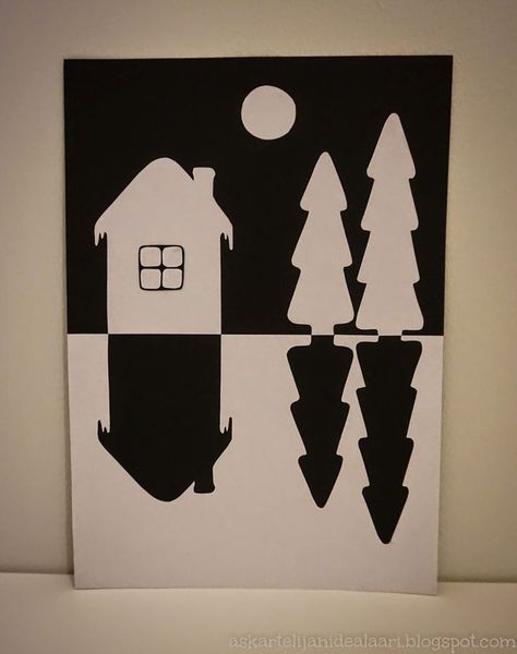 Notan Art, Negative Space Art, Winter Art Lesson, Winter Art Projects, 5th Grade Art, 3rd Grade Art, Elementary Art Projects, Shadow Art, Homeschool Art