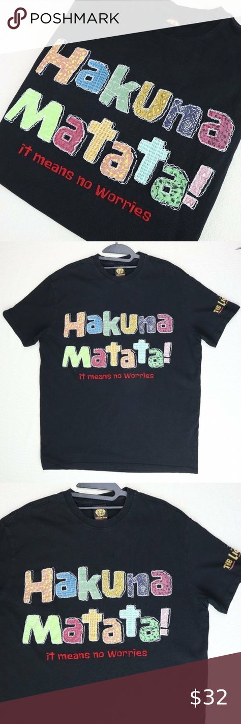 Disney Lion King T Shirt Adult Size L Colorful Hakuna Matata Top Men Women Large Lion King Logo, King Tshirt, Disney Lion King, Red Embroidery, King Logo, Lion King, Lion, T Shirts, Disney