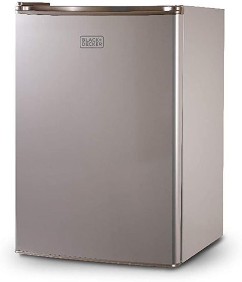 BLACK+DECKER BCRK25V Compact Refrigerator Energy Star Single Door Mini Fridge with Freezer, 2.5 Cubic Feet, VCM, Brushed Metal Finish Cool Mini Fridge, Mini Fridge With Freezer, Llc Business, Classroom Essentials, Best Refrigerator, Small Refrigerator, Mini Fridges, Compact Refrigerator, Dorm Room Essentials