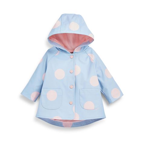 Baby Girl Pastel Blue Polka Dot Print Raincoat Baby Raincoat, Kids Pajamas Girls, Baby Coats Girl, Raincoat Kids, Baby Girl Jackets, Baby Outerwear, Girls Shoes Kids, Baby Girl Outfits Newborn, Boys Wear