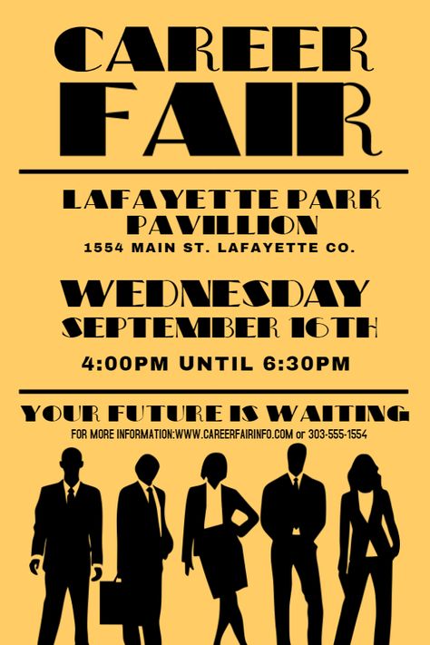 Vintage career fair flyer design template. Click to customize. Career Talk Poster Design, Career Poster, Talk Poster, Hiring Flyer, Fair Theme, Marketing Ads, I Love School, Job Hiring, Event Graphics