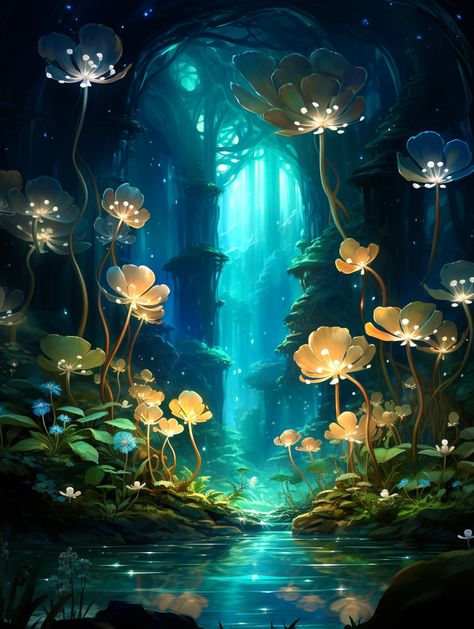 Enchanted Forest Drawing, Underwater Forest, Forest Enchanted, Forest Drawing, Fluid Mechanics, Dragonfly Art, Magical Fairy, Gorgeous Scenery, Magic Art