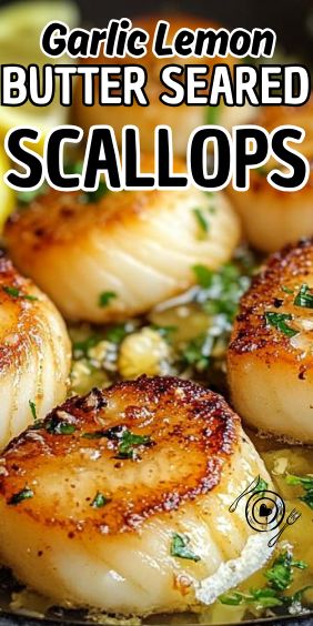 Easy Garlic Lemon Butter Seared Scallops Grill Scallops Recipe, Sauteed Scallops Garlic Butter, Cooking Scallops On The Stove, Garlic Butter Baked Scallops, Healthy Scallop Recipes, Lemon Butter Scallops Recipe, Broil Recipes, Garlic Scallops Recipe, Scallop Recipes Healthy