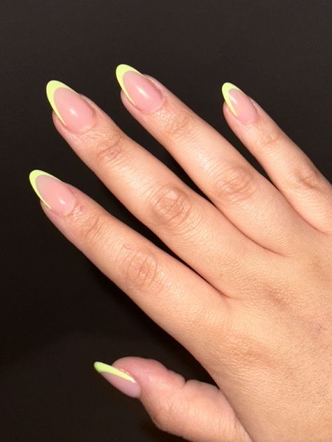 Nails French Yellow, Yellow Nails With White Tips, Yellow Tips, Yellow Nails French Tip, Yellow Tip Nails Acrylic, French Nails Yellow, Yellow French Tip Nails Almond, Grade 8 Grad Nails, Almond Nails Yellow French Tip