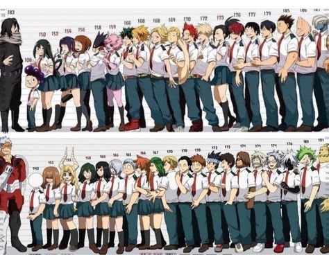 Mha Characters Height, Mha Hight Scale, Mha Hight, Mha Height Chart, Mha Students, Erin Clover, Mha Shifting, Shifting Visuals, Class 1 B