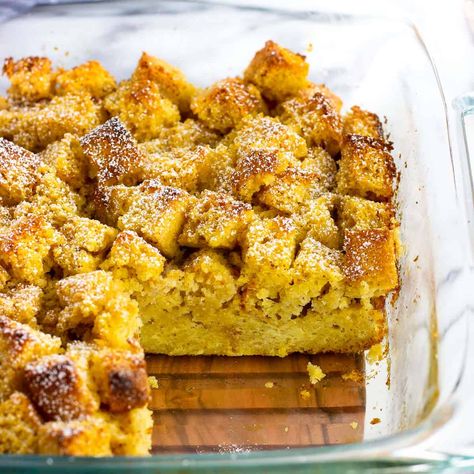 Keto French Toast Casserole, Cornbread Breakfast, Baked Cornbread, Keto French Toast, Cornbread Croutons, Sweet French Toast, Leftover Cornbread, Challah French Toast, Corn Bread Bake