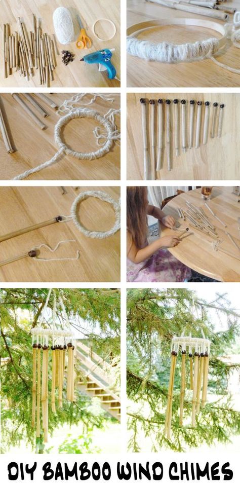 33 Charming DIY Wind Chimes to Brighten up Your Day Carillons Diy, Diy Bamboo, Bamboo Diy, Bamboo Wind Chimes, Bamboo Decor, Bamboo Art, Diy Wind Chimes, Bamboo Garden, Outdoor Gifts